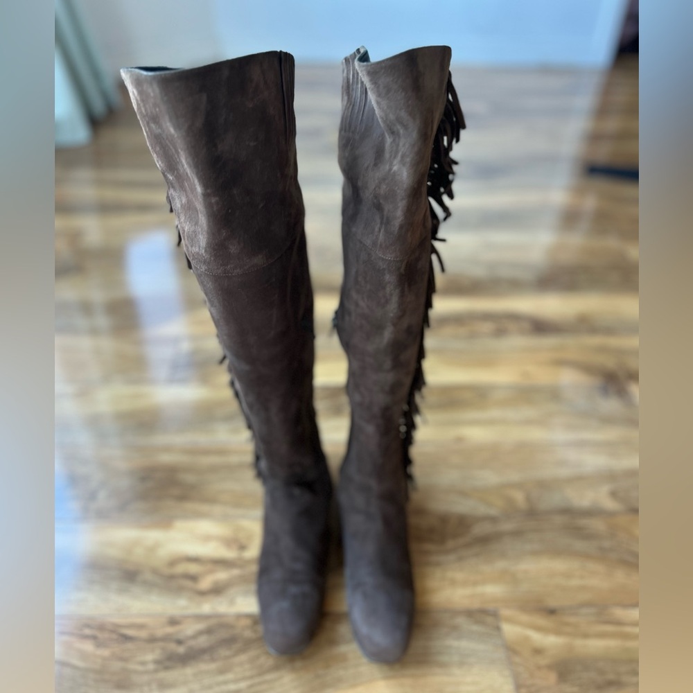 Saint Laurent Tall Over the Knee suede Boots Made in Italy designer Au 39.5